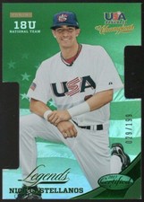 2013 USA Baseball NICK CASTELLANOS LEGENDS CERTIFIED DIE- CUT MIRROR GREEN #/199
