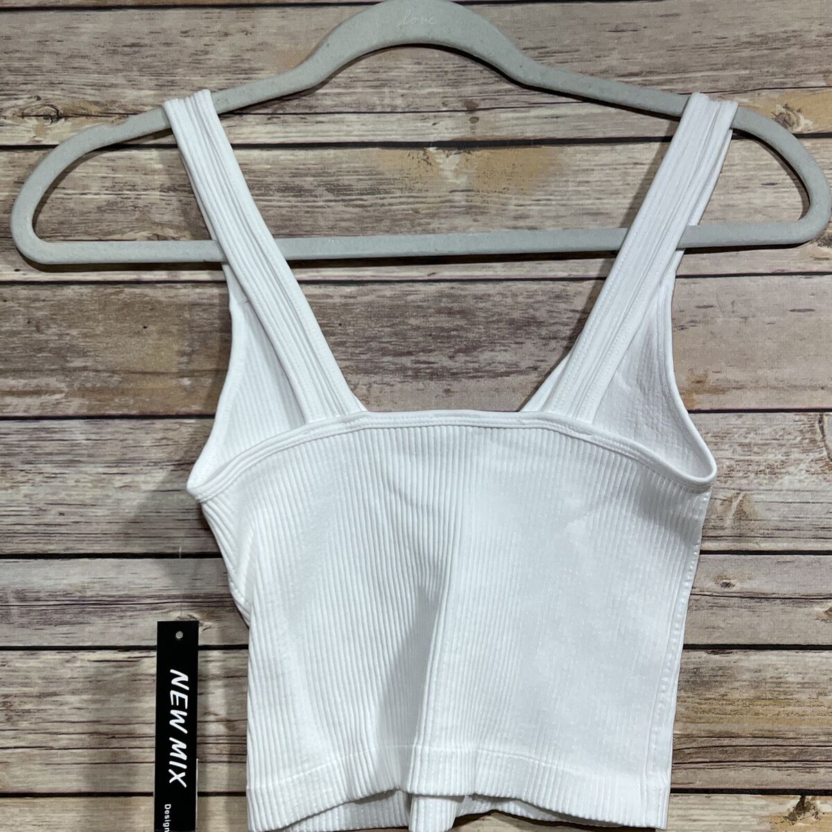 NEW New Mix Ribbed Stretchy Wide Strap Ivory White V-neck NEW New Mix Ribbed Stretchy Wide Strap Ivory White V-neck