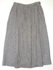 STUNNING Vintage BROOKS BROTHERS Black White Houndstooth PLEATED WOOL SKIRT 10