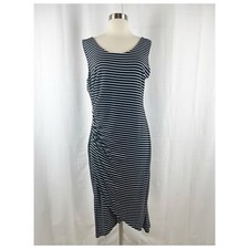 T Tahari Women's Black & White Maxi Dress Size Large Modal Ruched Sleeveless