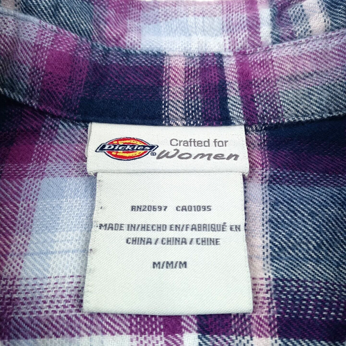 Dickies Crafted for Women Flannel Shirt Medium Button Up Plaid Top Long Sleeve - Picture 4 of 10