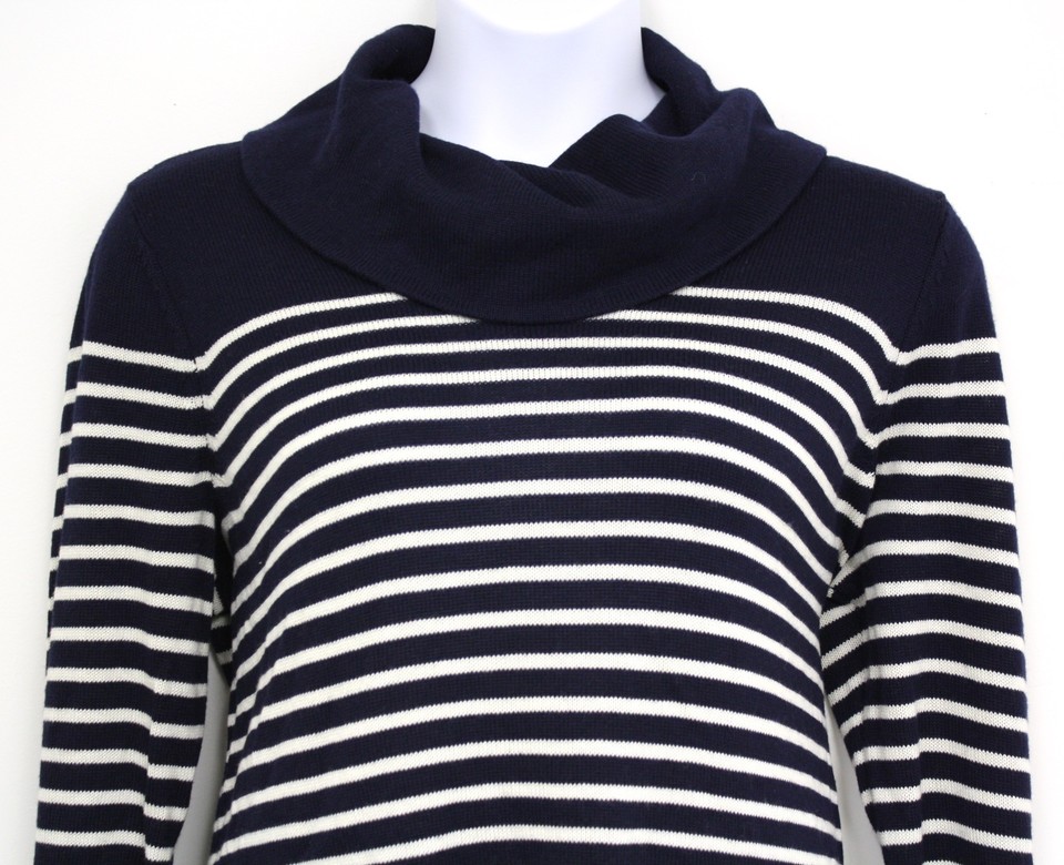 Ralph Lauren Women's Yalanda Open Front Striped Sweater Navy Size Medium