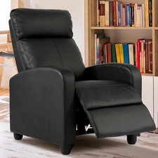 PU Leather Recliner Chair Single Sofa Recliner Modern Home Theater Seating Black
