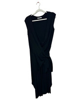 REFORMATION Sage Wrap Tencel Midi Dress Black Off Shoulder Size L