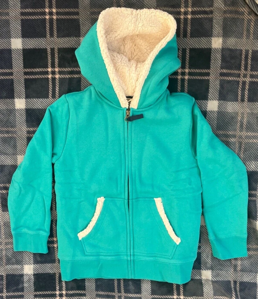 Nueva Chaqueta con Capucha Lands End Niñas Sherpa Forrada Cremallera Frontal Talla Pequeña S 6 7 Jade Foto 2 de 4