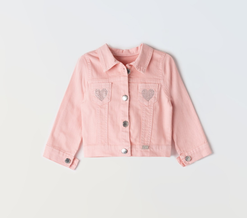 Rosa Mädchenjacke Jeans Glitzer Herz Übergangsjacke Frühling Kinderjacke - Bild 1 von 4