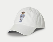 NWT Polo Ralph Lauren White Embroidered COASTAL BEAR Twill Baseball Cap Hat