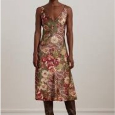 LAUREN Ralph Lauren Floral Satin Charmeuse Sleeveless Dress