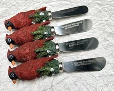 Boston Warehouse Holiday Cardinal For Cheese, Etc. Stainless Set Of 4