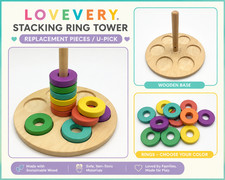 U PICK: Lovevery Stacking Ring Tower Replacement Piece Wooden Base Colors