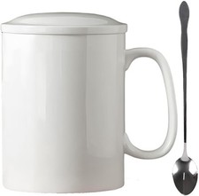 KOPYFANTAP Große Tasse 1000ml, Riesen Keramik Kaffeetasse mit Deckel und Löffel