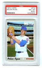 NOLAN RYAN~NEW YORK METS~1970 TOPPS PSA-8 NM-MT (OC) 57-YR-OLD BASEBALL CARD#712