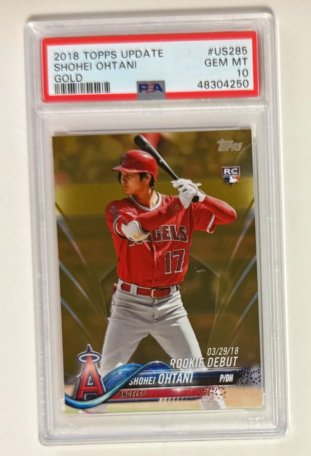 2018 Topps Update SHOHEI OHTANI #US285 Gold /2018 PSA 10 GEM MINT