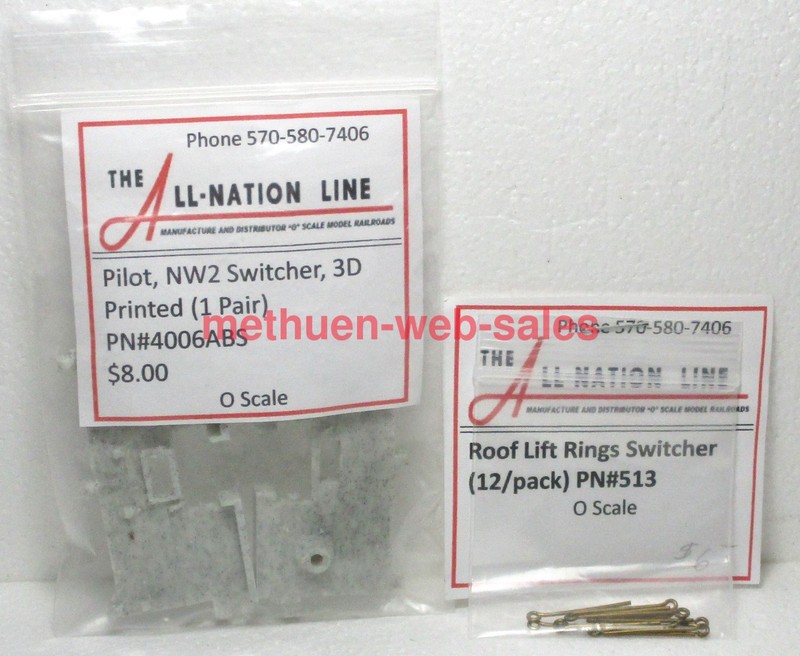 O-Scale~All Nation~Pilot, NW2 Switcher & Roof Lift Rings