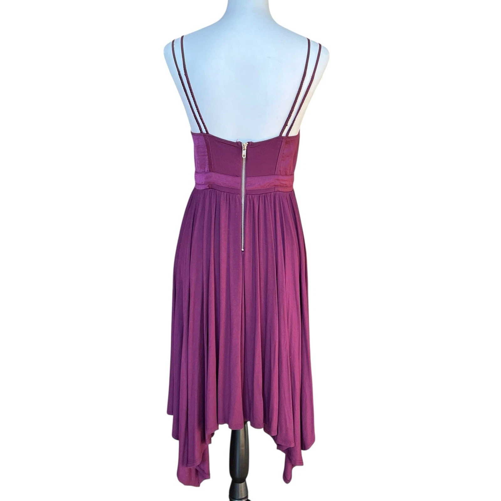 UNDERCOVER Abito Victoria’s Secret taglia 8 fazzoletto prugna civetta bustier spaghetti strap