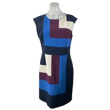 Ann Taylor Multicolor Colorblock Geometric Sleeveless Mini Pencil Sheath Dress 8