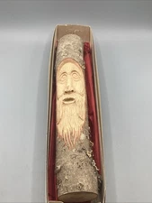 Hand Carved Wood Spirit Old Man Tree Face Folk Art Sculpture 14.25in