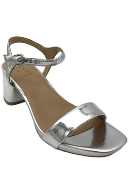 Naturalizer Women's Izzy Block Heel Ankle Strap Sandal Silver