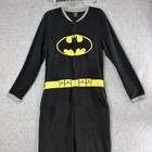 Batman Black Fleece Pajamas Medium Adult One Piece Front Zip No Cape Retro Style