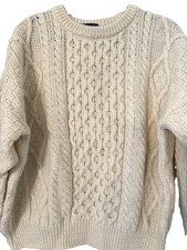 Vintage British Wool Naturally British Wool Woman  s Size L Cream Cable Knit