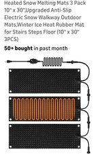 Heated Snow Melting Mats 3 Pack 10" X 30",Upgraded Anti-Slip Electric Snow Walkw