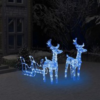 Weihnachtsdeko Rentier Schlitten 160 Leds 130 Cm Acryl Leuchtdeko
