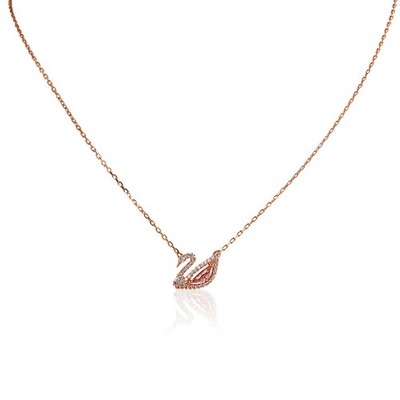 Swarovski Dazzling Swan Necklace, Multi-colored, Rose-gold Tone Plated