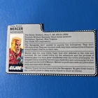 Vintage 1987 GI Joe MERCER File Card Hasbro ORIGINAL Action Figure Filecard Part