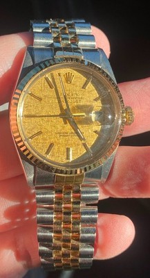 ROLEX 36MM PRE OWNED 18K Gold/Steel Vintage Datejust Linen dial 16013 Perpetual