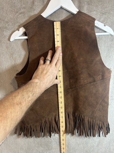 Vintage Brown Suede Fringe Tie‑Front Vest Western Festival Waistcoat Unbranded - Picture 3 of 7