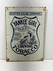 Vintage Take Girl Chewing Tobacco Tin Sign Sun Faded