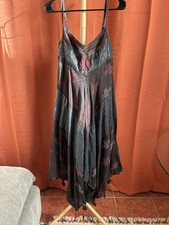Free People Crossing Paths Tassel Trim Cotton Embroidered Maxi Dress Sz XS EUC