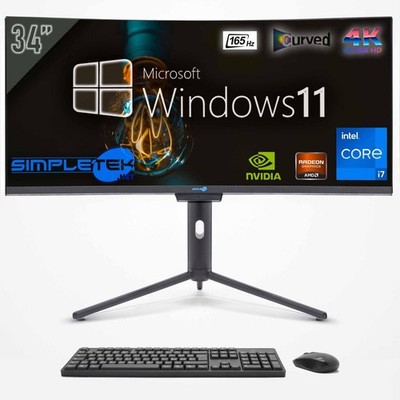 All in One i7 34'' Curved 4K Win11 GPU RTX4060 16GB 4TB Editing PC Gaming