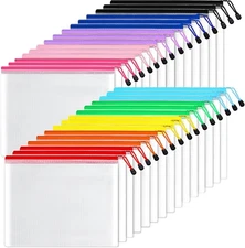 Mesh Zipper Pouch Bags, 24 PK A4 Zipper Bags for Organizing Storage, Waterproof