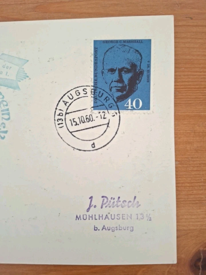 Karte 1. Raketenpost Königsbrunn Erste Nachtrakete 1960 Sonderstempel Augusta I. - Bild 4 von 4