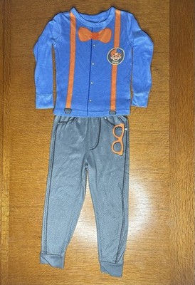 Blippi Pajama Set Size 5T Blue Gray Long Sleeve 2-Piece Sleepwear Kids Preowned