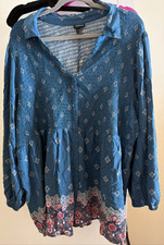 Torrid 4 BABYDOLL SMOCKED BUTTON-FRONT TUNIC TOP