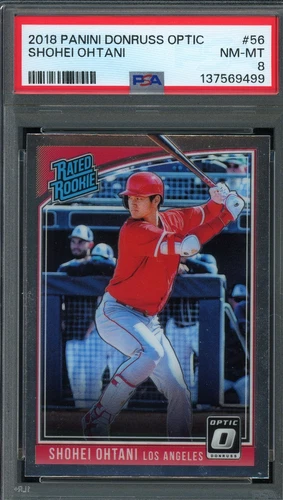 2018 Panini Donruss Optic Rated Rookie Card Shohei Ohtani Batting #56 PSA 8 RC