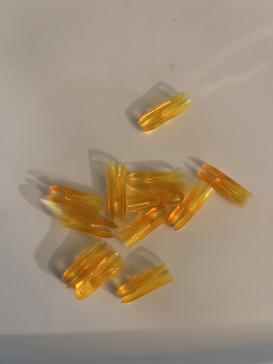 1 DZ VINTAGE FLO ORANGE 9/32” ORIGINAL AAE PLASTINOCK GLUE ON SNAP ARROW NOCKS
