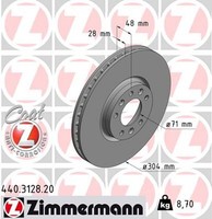 2X Bremsscheibe Coat Z Zimmermann 440.3128.20 FüR 508 C4 407 Picasso Peugeot 308