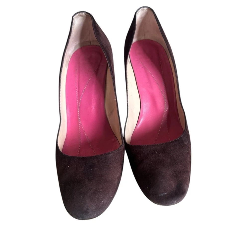 Kate Spade Vinatge 棕色麂皮绒楔形高跟鞋杏仁鞋头经典高跟鞋 9 码 — 第 4/4 张图片