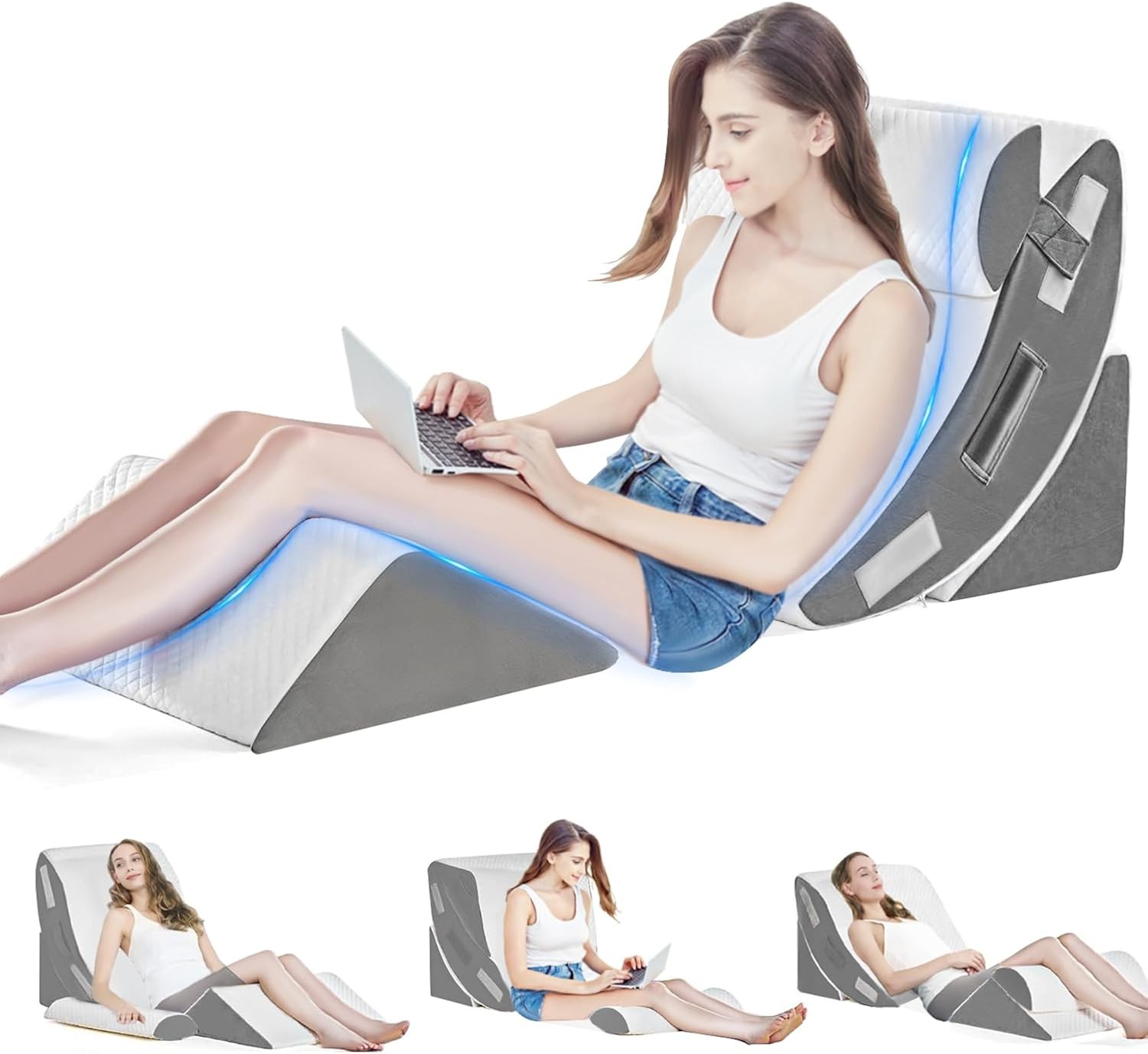 4Pcs Orthopedic Bed Wedge Pillow Set Memory Foam for Sleeping Post Surgery