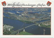 Hamburg Port-Germany, Vintage PC, 800th Anniversary, Köhlbrand Bridge, 1989