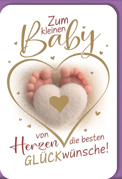 Geburt Baby Freudiges Ereignis GlüCkwunschkarte Mit Umschlag Kleine FüßE In Herz-image