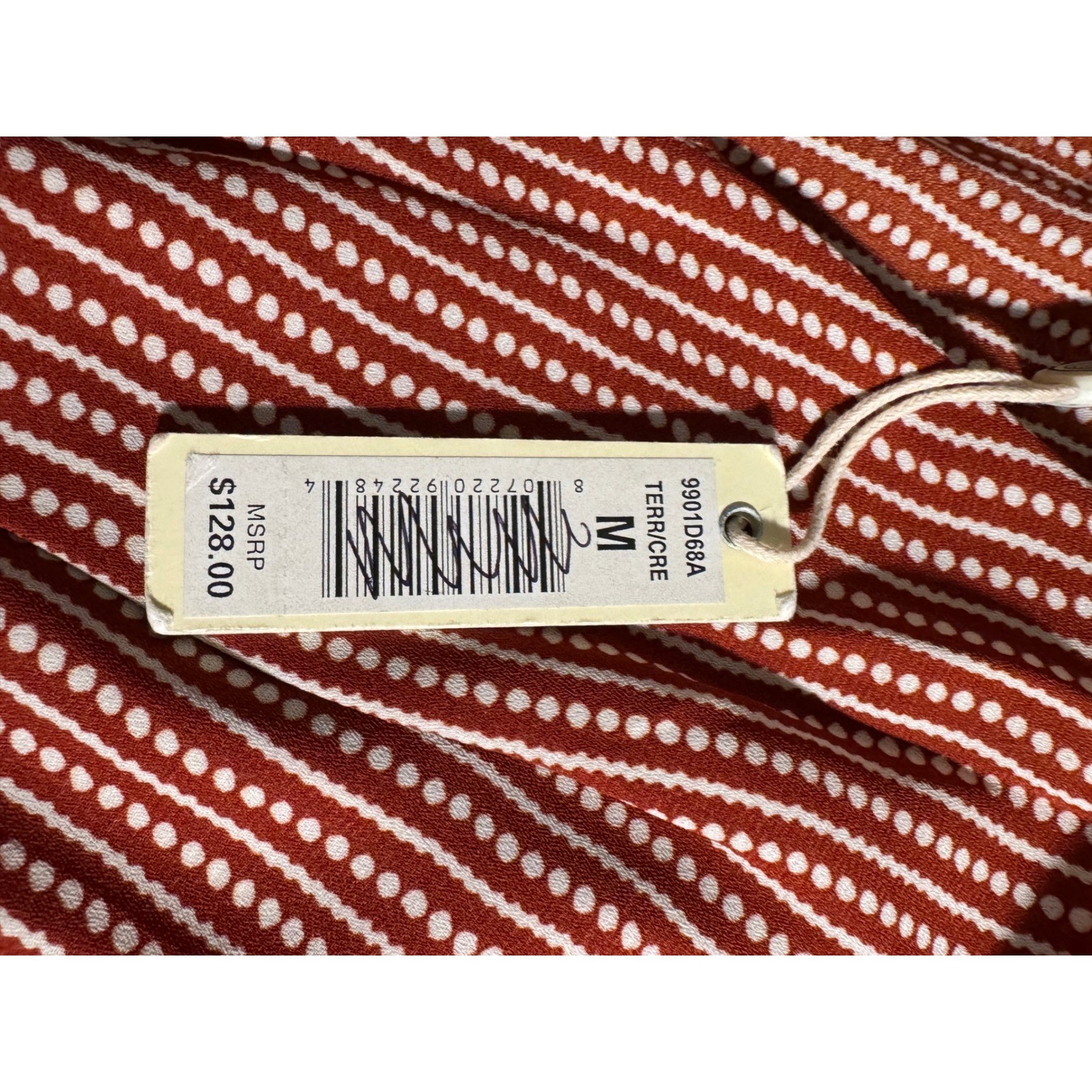 Max Studio Dress NEW red Dot Stripe Flutter Sleeve Midi dress Size M NWT