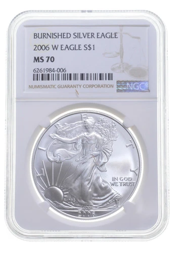 MS70 2006 W BURNISHED SILVER EAGLE NGC CLASSIC BROWN LABEL *8539