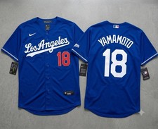 Yoshinobu Yamamoto #18 Los Angeles Royal Blue Alternate Baseball Jersey New