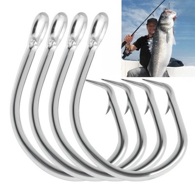 50PCS Tuna Circle Fishing Hook Stainless Steel Big Game Saltwater Hook 8.0-14.0