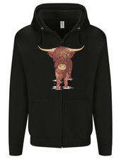 Highland Cattle Cow Scotland Scottish Mens Zip Up Hoodie