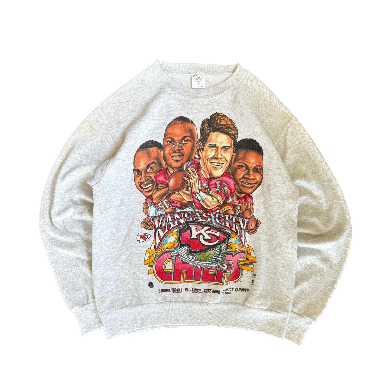 90s Kansas City Chiefs Caricature Rare Design Ash Sweatshirt